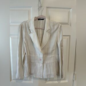 Cortefiel White 100% Linen Blazer